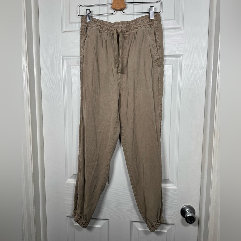 Aerie 100% Lyocell Tan Jogger Pants Small Petite SP Ankle Zip